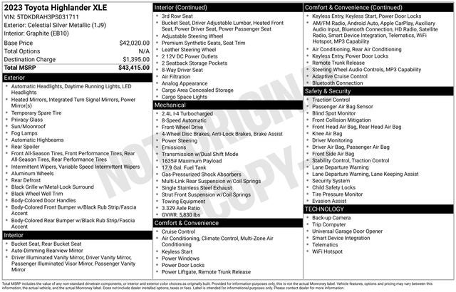 2023 Toyota Highlander XLE