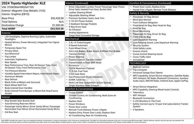 2024 Toyota Highlander XLE